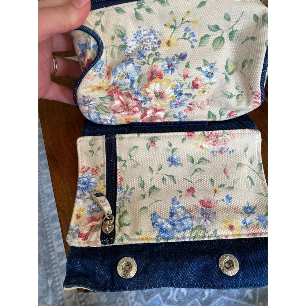 Longaberger Vintage 1990s Floral Tapestry Tri Fold Travel Organizer Cosmetic Bag
